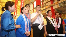 柯文哲接駕湄洲媽祖遶境來台 北市府提供