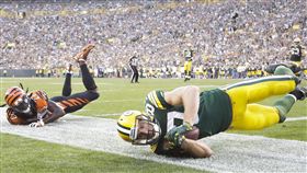 ▲綠灣包裝者Nelson上周對孟加拉虎達陣得分。（圖／美聯社／達志影像）