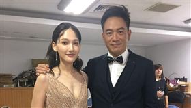 金鐘獎後台直擊，濁流入圍，演員林美吟(小美)、張翰現場尬戲。(記者郭奕均攝影)
