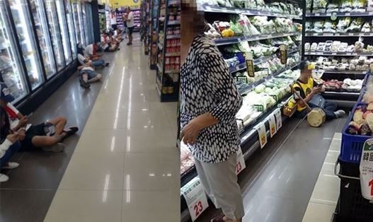 一群人攤坐賣場吹冷氣　網友看到傻眼