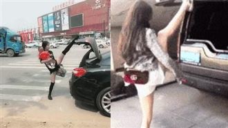 辣媽劈腿關車箱　萌妹子曬腿爭相模仿