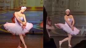 蔣欣跳芭蕾舞。（合成圖／翻攝自蔣欣微博、孫世曼微博）