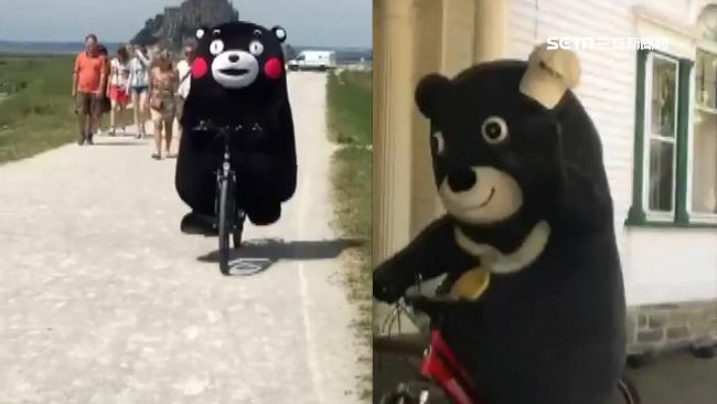 槓上熊本熊！熊讚單手騎車秀絕技