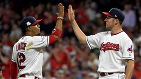 印地安先發投手Trevor Bauer（右）。（圖／美聯社／達志影像）