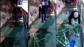 中國大陸玻璃棧道碎裂特效嚇壞導遊(微博)