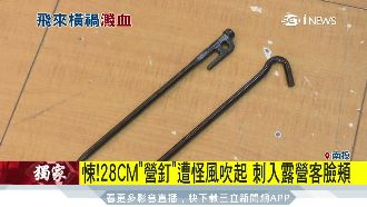 28公分營釘遭怪風吹起　刺入男臉頰