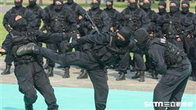 國慶大會國防部參演部隊預演，聯合特勤隊動態展示 圖／記者林敬旻攝