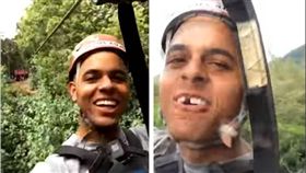 鋼索,夏威夷,極限運動,假牙,影片　圖／翻攝自YouTube