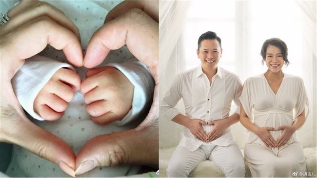 恭喜！胡杏兒生了　一家3口萌比愛心