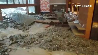 土石直衝溫泉會館！玻璃碎裂旅客驚逃