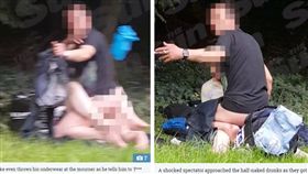 英國西倫敦一對男女在墓地旁打野戰，路人試圖想勸阻，沒想到卻遭男子丟內褲（圖／翻攝自《太陽報》）
