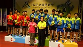 ▲全運會桌球團體賽金銀銅牌頒獎。（圖／全運會提供）