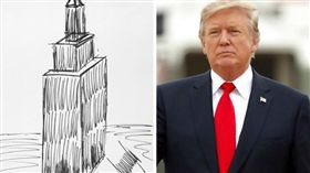 美國,總統,川普,TRUMP,素描,紐約帝國大廈,Empire State Building,拍賣（圖／翻攝自Donald J. Trump臉書）