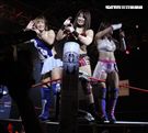 台灣史上第一次日本女子摔角聯盟StardomVS大江戶隊，6人大混戰。（記者邱榮吉/攝影）