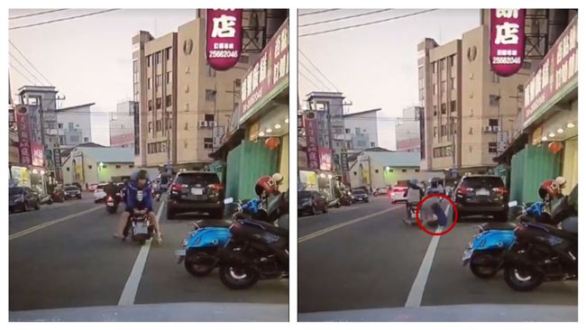 搭機車耍帥反坐…屁孩2秒後慘摔在地