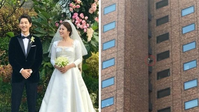 為看雙宋婚禮　粉絲竟身掛飯店20樓