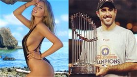 ▲波神凱特奧普頓和王牌投手韋蘭德浪漫完婚。（合成圖／翻攝自IG）