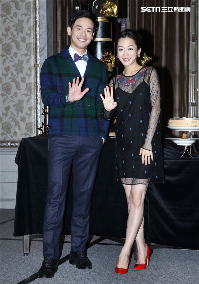 楊千霈、劉傑中「 第 54 屆金馬獎星光大道主持人」出 席  54 屆金馬獎入圍晚宴菜色搶先曝光。（記者邱榮吉/攝影）