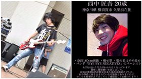 日本地下樂團「BYE BYE NEGATIVES」貝斯手西中匠吾，慘遭殺人魔白石隆浩分屍。（圖／翻攝自寺田敏也推特）