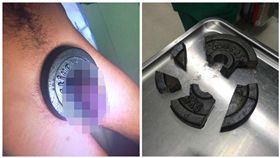 德國,健身,健身房,槓片,槓鈴（合成圖／翻攝自推特、Feuerwehr Worms臉書）