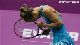 ▲格魯比奇贏得勝利後握拳慶祝。（圖／記者蔡宜瑾攝影）