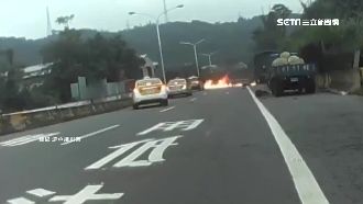 運將競速彈飛女騎士　機車摩擦起火