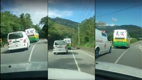 遊覽車故意擋救護車(臉書爆料公社)