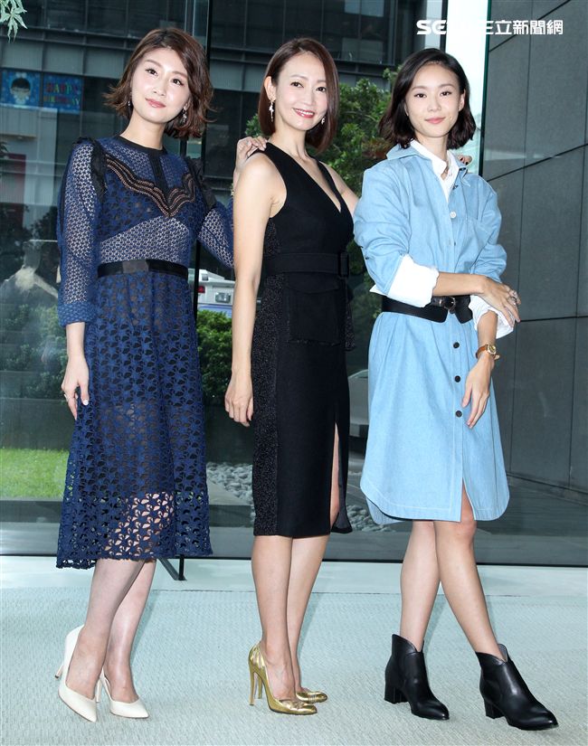 潘慧如、朱芷瑩、鍾瑶出席三立、東森新週五華劇「姊的時代」記者會。（記者邱榮吉/攝影）
