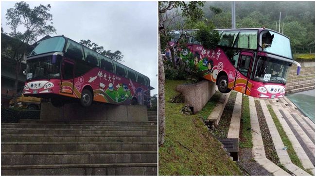 佛光校車驚悚懸空　網驚：差點見佛祖