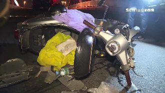 疑闖黃燈閃避不及　騎士高速撞BMW