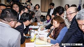 立法院衛環委員會晚間延長開會聯席審查勞基法修正案，發生推擠，召委林靜儀 圖／記者林敬旻攝