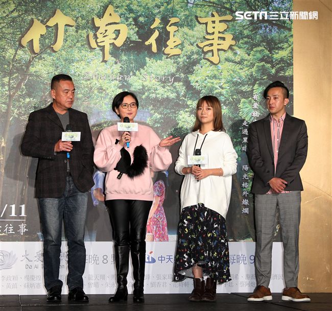 大愛「竹南往事」演員韓瑜、李政穎、楊慶煌、傅小芸、陳熙鋒、柯素雲等，出席上檔記者會。（記者邱榮吉/攝影）