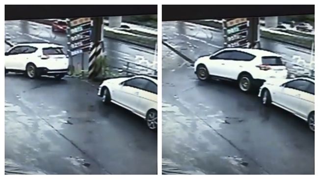 休旅車打滑…U字甩尾　下秒卻糗撞車