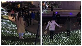「耶誕燈草皮」超浪漫！民眾搶拍美照　竟一腳踏上…燈秒熄 圖／翻攝自爆怨公社