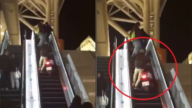 阿伯車騎上手扶梯！網：失手會害死人