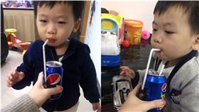 媽媽成功用可樂掩護餵孩子吃藥，笑翻網友。（圖／翻攝微博）