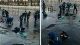 滑冰場,結冰,湖面,溜冰,墜湖,冰層,破裂
（圖／翻攝自YouTube）