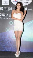 「2018世界新車大展」，明星臉車模性感搶鏡頭，大秀E奶好身材。（記者邱榮吉/攝影）