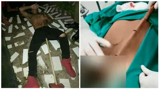 男翻牆逃跑遭刺　掃把插陰囊貫穿胸部