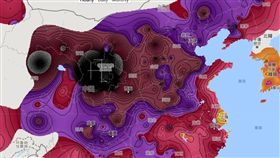 中國大陸,霾害,霧霾,黑洞,PM2.5,沙塵暴,河西走廊,空污（圖／翻攝自berkeleyearth.org）http://berkeleyearth.org/air-quality-real-time-map/