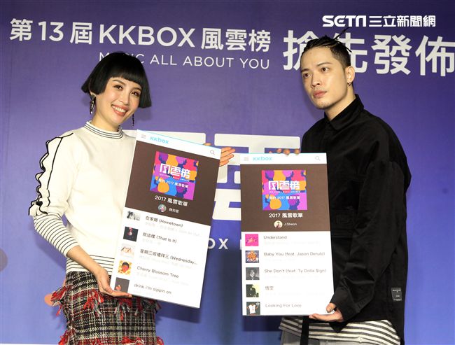 魏如萱、J.sheon 獲選第13屆KKBOX風雲榜年度創作精神獎及年度最佳新人。（記者邱榮吉/攝影）