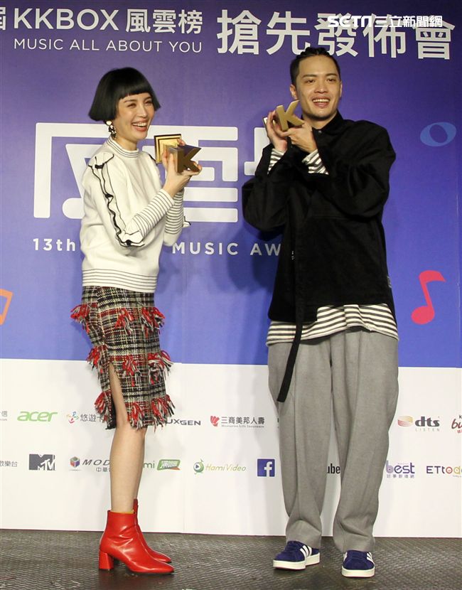 魏如萱、J.sheon 獲選第13屆KKBOX風雲榜年度創作精神獎及年度最佳新人。（記者邱榮吉/攝影）