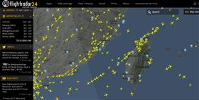 Flight Radar 24台灣領空。（圖／翻攝自Flight Radar24官網）