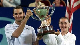 ▲16年前費德勒與辛吉絲。（圖／美聯社／達志影像）