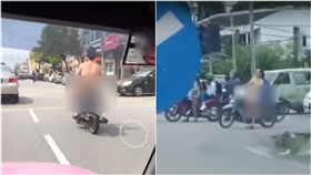 馬來西亞,赤裸,裸體,摩托車,安順,警車,攔截,裸男,國王新衣 圖/翻攝自YouTube https://goo.gl/gZLr8d https://goo.gl/VVwyh4