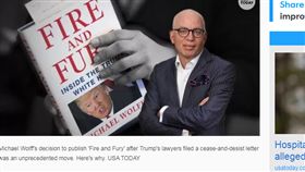 沃爾夫　　「烈焰與怒火：川普白宮內幕」
https://www.usatoday.com/story/news/2018/01/05/author-white-house-tell-all-book-says-he-spent-3-hours-trump-project/1006641001/