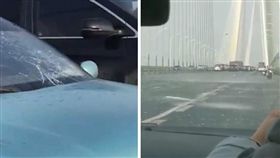 中國大陸,冰刀,結冰,擋風玻璃,冰稜（圖／翻攝自微博）