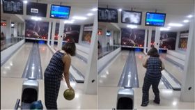 巴西女子打保齡球砸壞電視機。（圖／翻攝自YouTube）