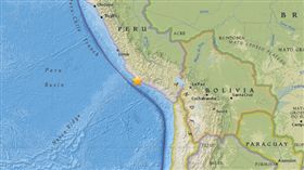 祕魯地震震央位置。(圖/翻攝USGS)