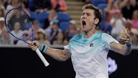 ▲澳洲伊布登擊敗美國伊內斯後興奮的大吼。（圖／美聯社／達志影像）